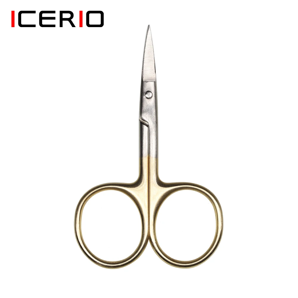 ICERIO Gold Loops Stainless Steel Carbide Fly Tying Scissors Serrated Straight Blades Scissors Tying Tools