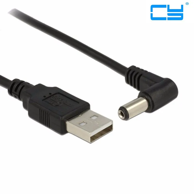 

USB 2.0 A Male Type Right Angle 90 Degree 5.5x2.1mm DC 5V Power Cord Barrel Charge Cable Connector