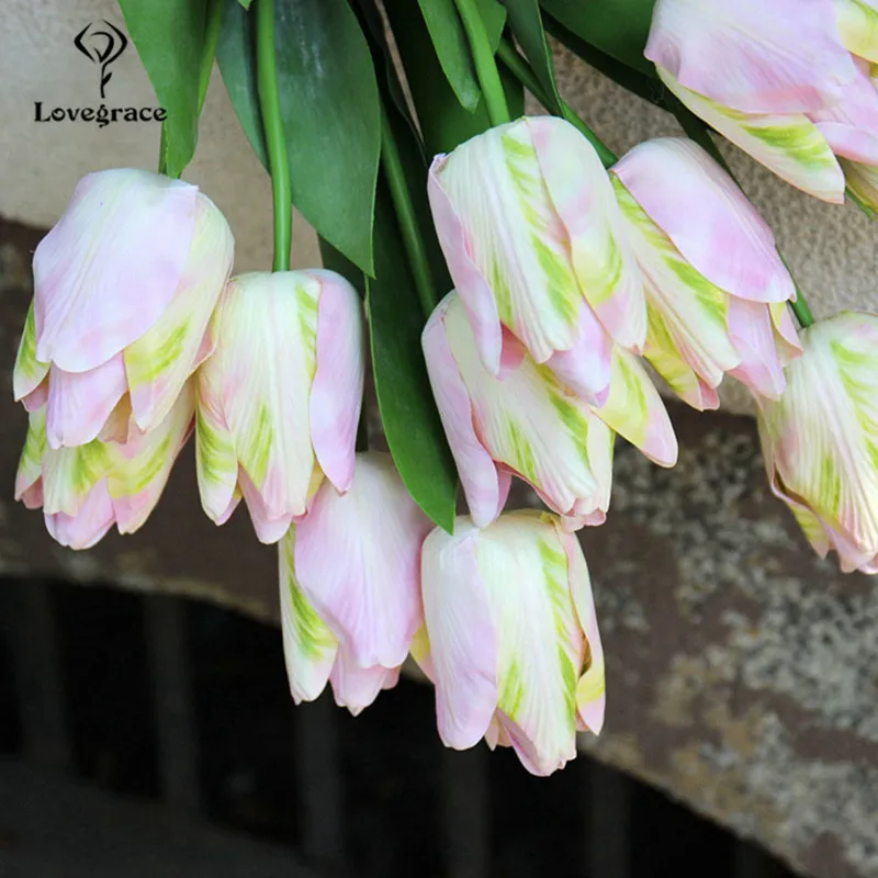 Flores artificiales de tulipán en 3D para decoración del hogar, rama de Flores falsas, arco de boda, mesa de puerta, bricolaje