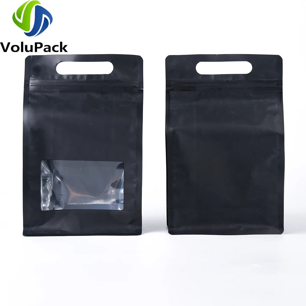 Aluminum Foil Ziplock Mylar Bags, Tea Coffee Beans Packaging 8 Side Sealing Flat Bottom  Stand Up Pouch with Clear Window