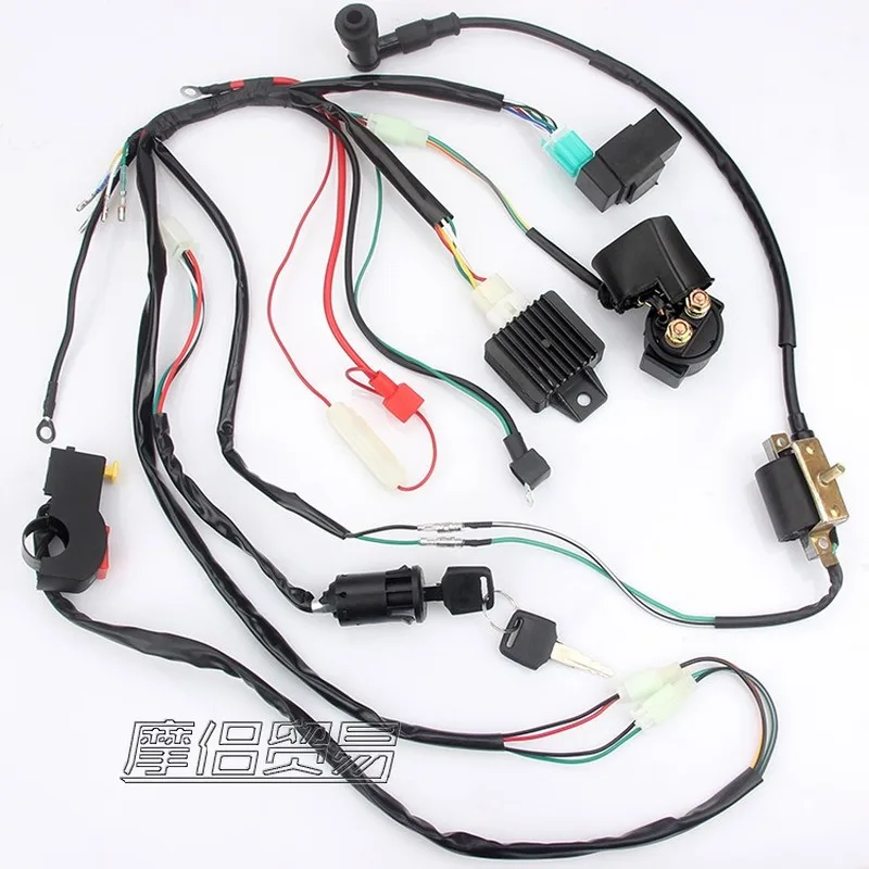 

FOR 50 70 90 110CC Mini ATV Complete Wiring Harness CDI STATOR Coil Pole Ignition Electric Quad Dirt Pit Bike scooter moped