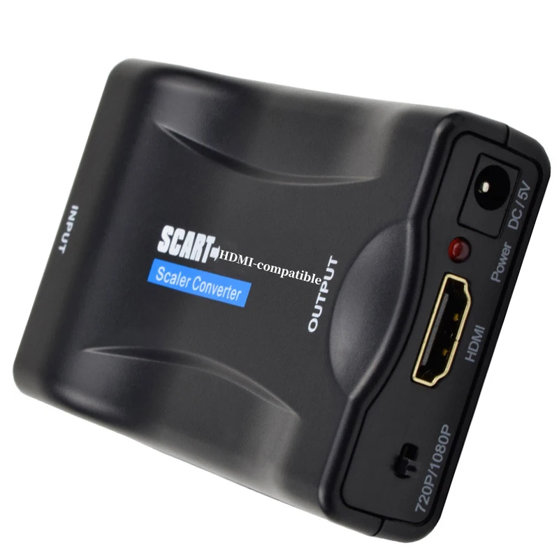 1080P SCART To HDMI-compatible Video Audio Converter AV Signal Adapter Receiver For HDTV Sky Box STB TV DVD With EU Power Plug