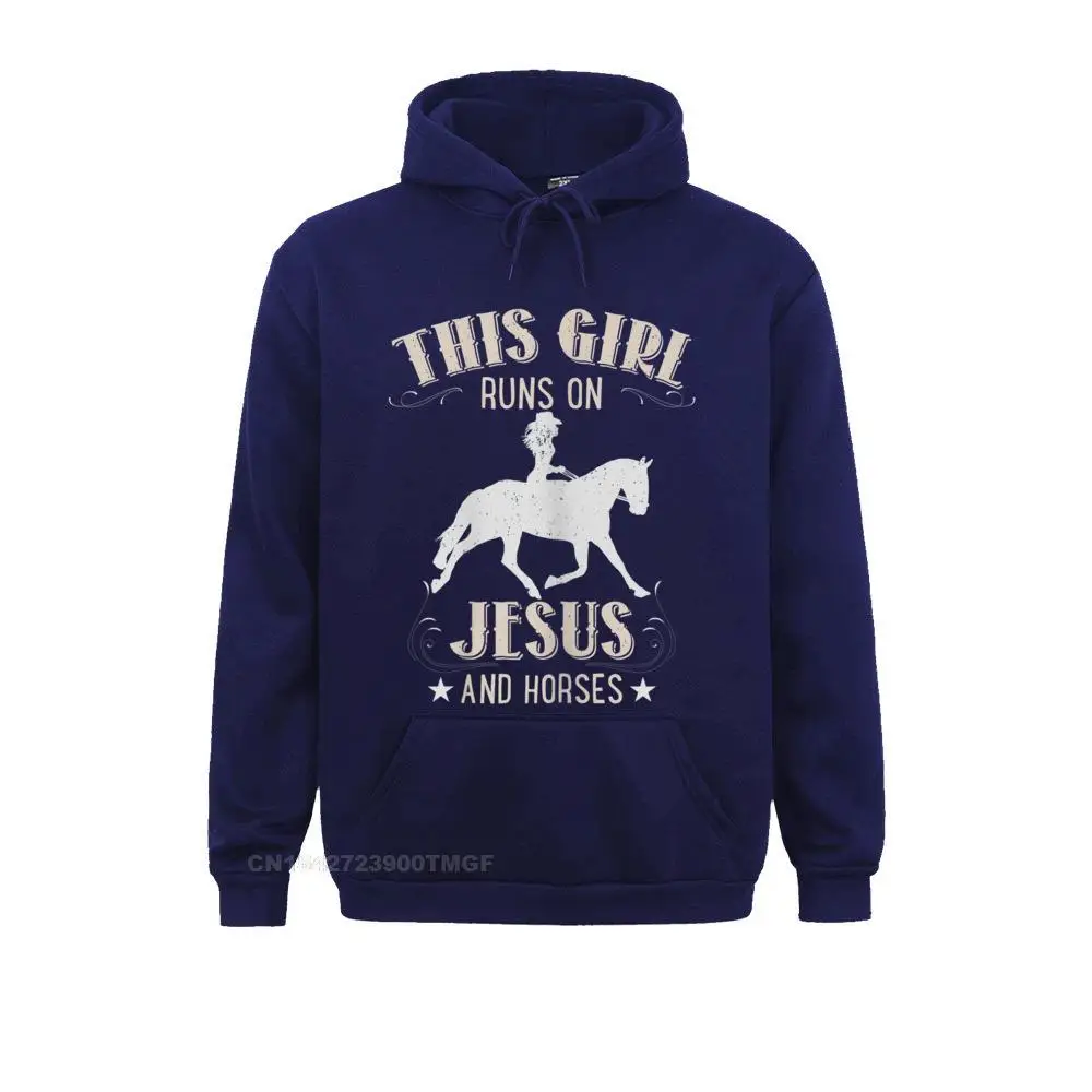 

Fitted Women's Sweatshirts This Girl Runs On Jesus And Horses Hoodie For Religious God Hoodies Long Sleeve Hoods Slim Fit