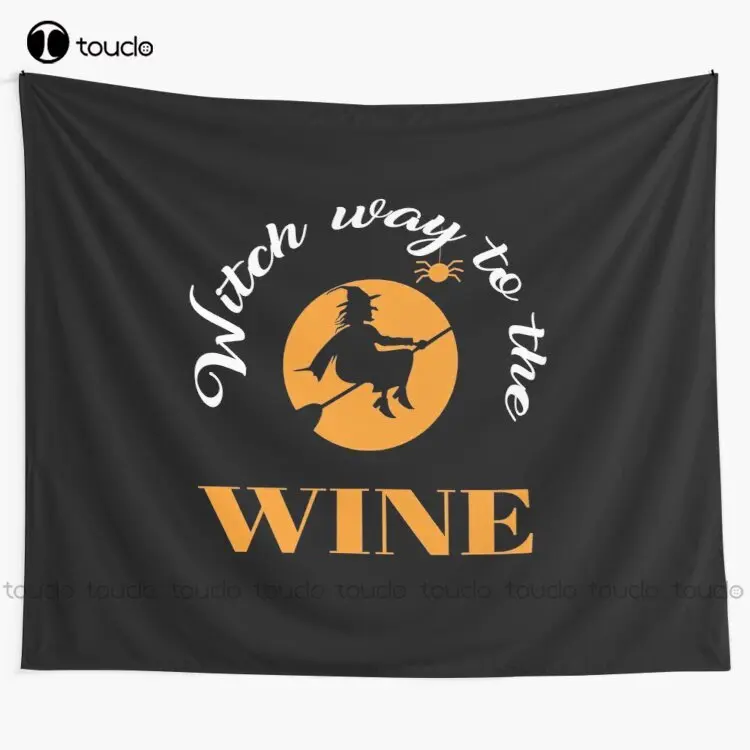 Witch Way To The Wine-Funny Halloween Tapestry Nice Tapestry Tapestry Wall Hanging For Living Room Bedroom Dorm Room Home Decor