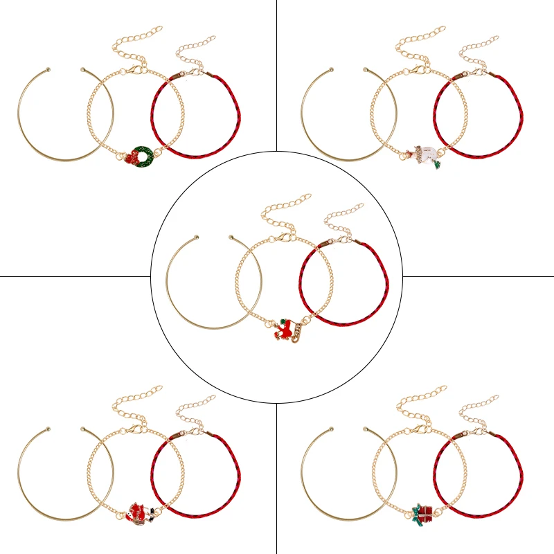 New 2020 Bracelet Women's Accessories Jewelry Christmas Series Santa Claus Open Unisex Hand Chain Fashion Women Jewellery Gifts