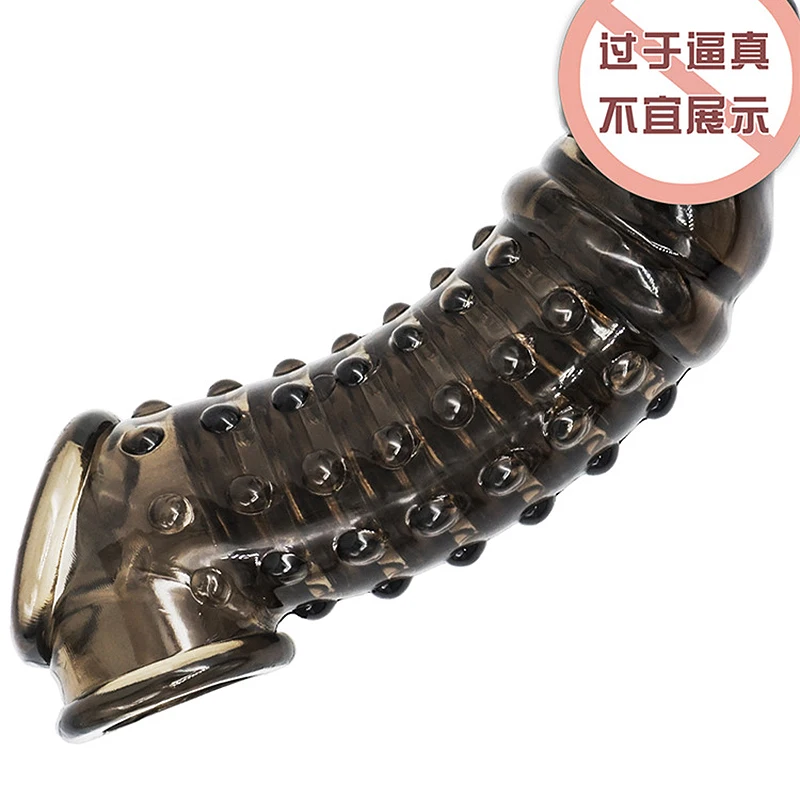 Reusable Penis Extender Cock Rings Delay Ejaculation Penis Condoms Dick Sleeve Silicone Glans Cover Enlargement Sex Toys For Men