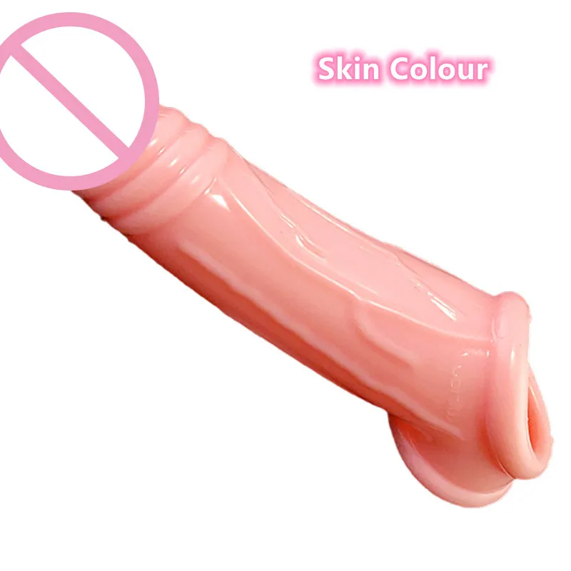 Extension Reusable Penis Sleeve Condom Sex Toys for Men Enlargement Time Delay Cover Dick Sleeve for Couples Love Games