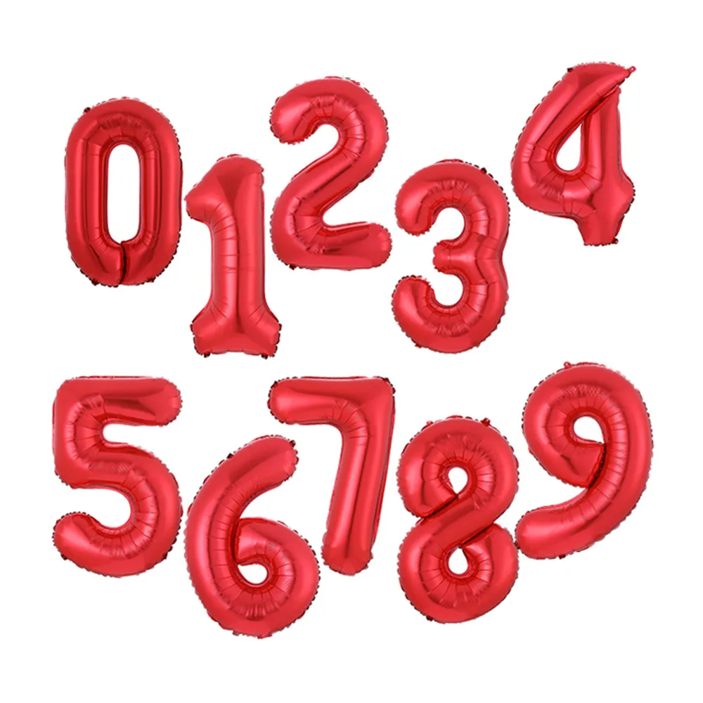 32inch Red Number Foil Balloon Set 0 1 2 3 4 5 6 7 8 9 years Old Birthday Party Wedding Decoration Happy Birthday Balon Kid Toys