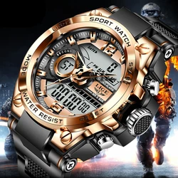 2021 LIGE Sport Men Quartz Digital Watch Creative Diving Watches Men Waterproof Alarm Watch Dual Display Clock Relogio Masculino