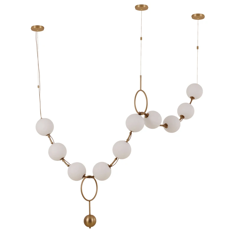 Nordic Glass Ball Chain LED Chandelier Ten Molecular bubble ball lustre Dining room Bedroom Living Room Hanging Light Fixtures