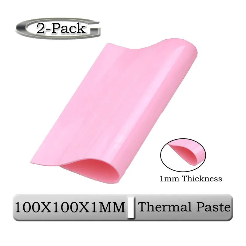 2pcs Gdstime 100mm x 100mm x 1mm 0.1cm Thickness Pink Thermal Conductive Silicone Pad