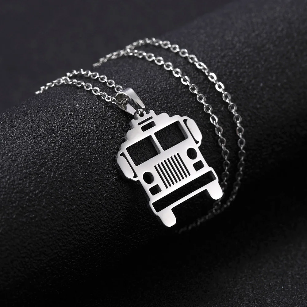 COOLTIME Chain Necklace Women Stainless Steel Truck Firefighter Engine Hydrant Fire Pendant Gift Fashion Jewelry Cute Necklace