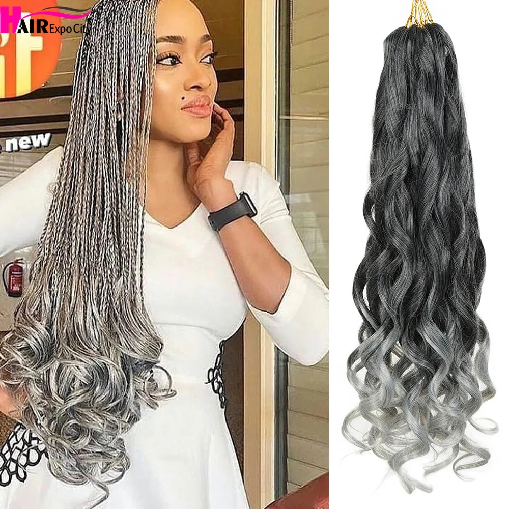 20 Inch Loose Wave Crochet Hair Wavy Synthetic Braids Hair Extensions Pre Stretched Braiding Hair For Black Women Hair Expo City