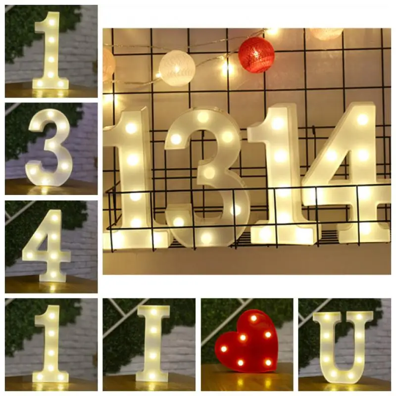 

Creative Luminous 0-9 Digital Number Letter Light AA Battery Powered Lamp Night Light for Christmas Wedding Birthday Party Decor