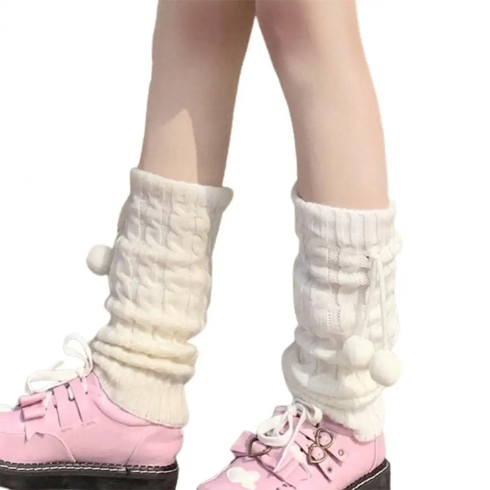 1 Pair Soft Middle Tube Socks Breathable Warm Plush Ball Ribbing Women Slouch Socks for Winter