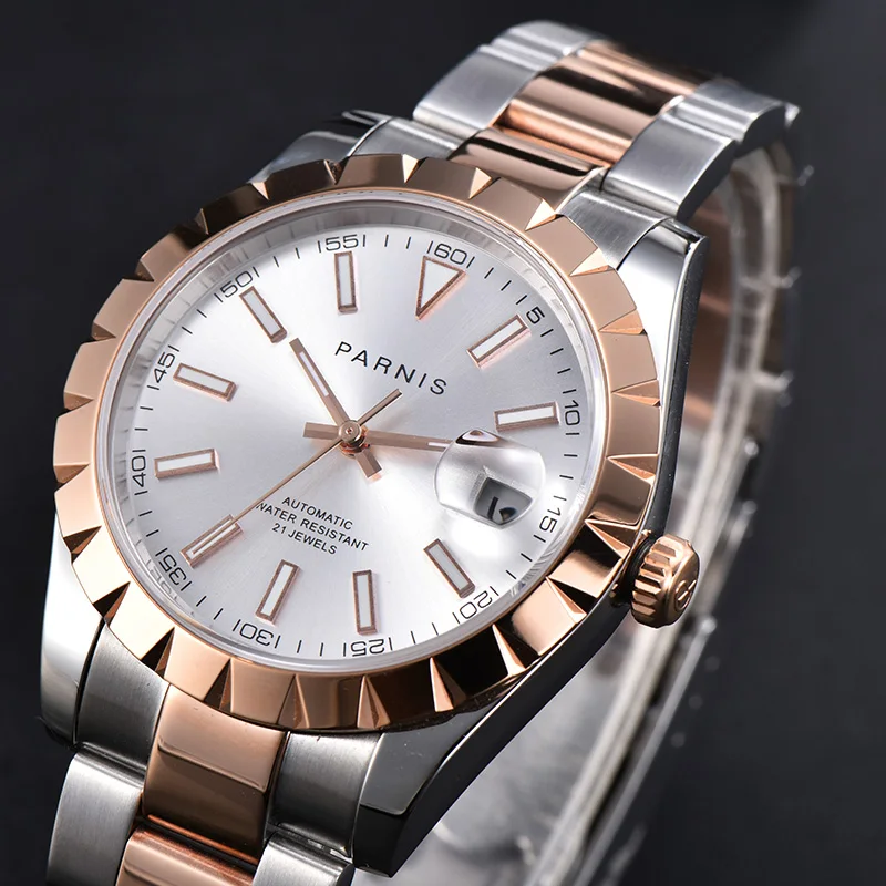 

Fashion Parnis 39.5mm Rose Gold Automatic Mechanical Men Watch Stainless Steel Mens Watches Miyota 8215 Movement Clock Gift 2023