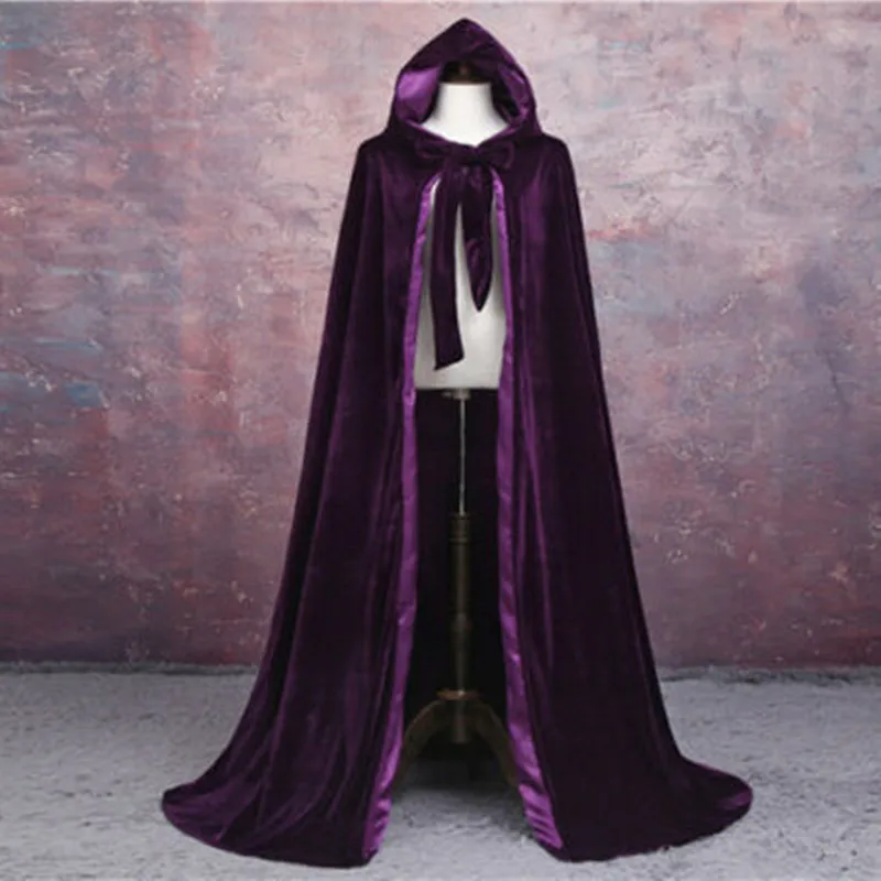 New Arrival Adult Men Women Velvet Hooded Halloween Costumes Cloak Medieval Witch Vampire Magician Cape Fancy Dress Cosplay Coat