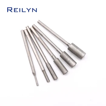 Zylinder 400# 2,35mm Schaft 1-6mm 8pc Diamant Schleifen Burr Schleif Bits Jade Diamant Polieren BitsTeeth schleifen Nadel