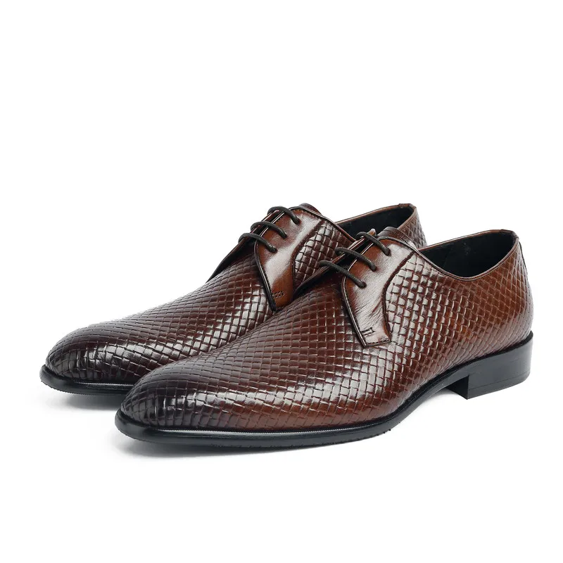 

Fashion Black / Deep Brown Business Shoes Genuine Leather Dress Shoes Mens Formal Prom shoes