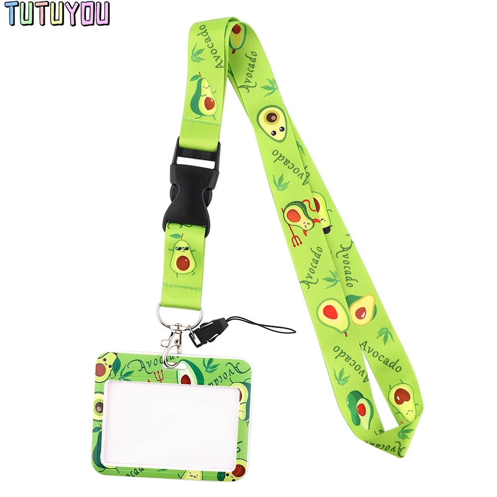 PC3149 Avocado Buckle Lanyard Horizontal Direction Cardholder ID Holder Card Staff Card Lanyard For Key Phone DIY Hang Rope