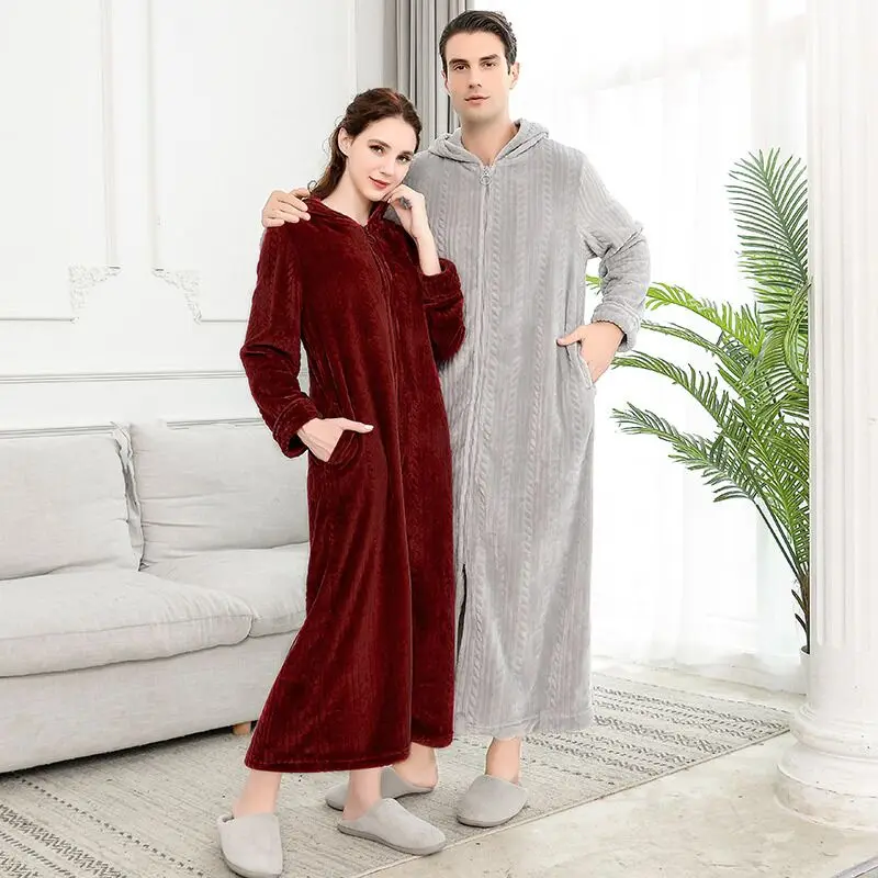 New Lovers Soft as Silk Winter Warm Long Bathrobe Men Flannel Kimono Bath Robe Mens Lounge Coral Fleece Dressing Gown Male Robes