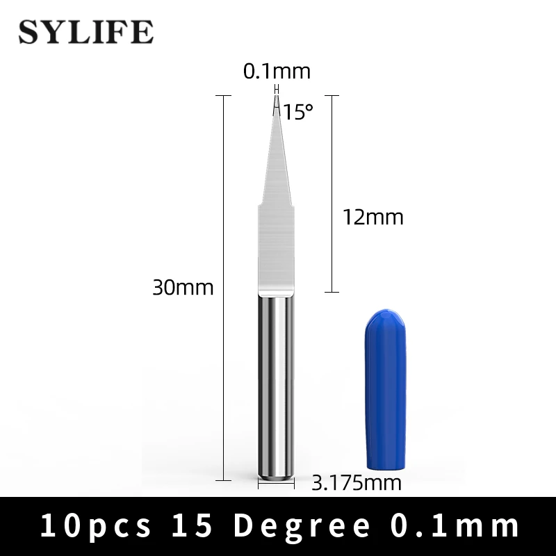Generisches 15 Grad 0,1mm Hartmetall Gravur Bits CNC Router Tool Pack Von 10