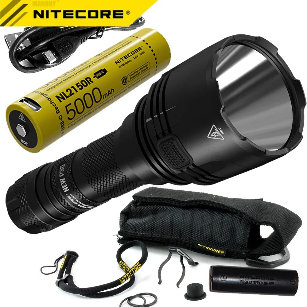 

Аккумулятор NITECORE P30 NL2150R, 5000 мА ч, USB-C, 1000 люмен, светодиодный фонарик, водонепроницаемый, для кемпинга, охоты