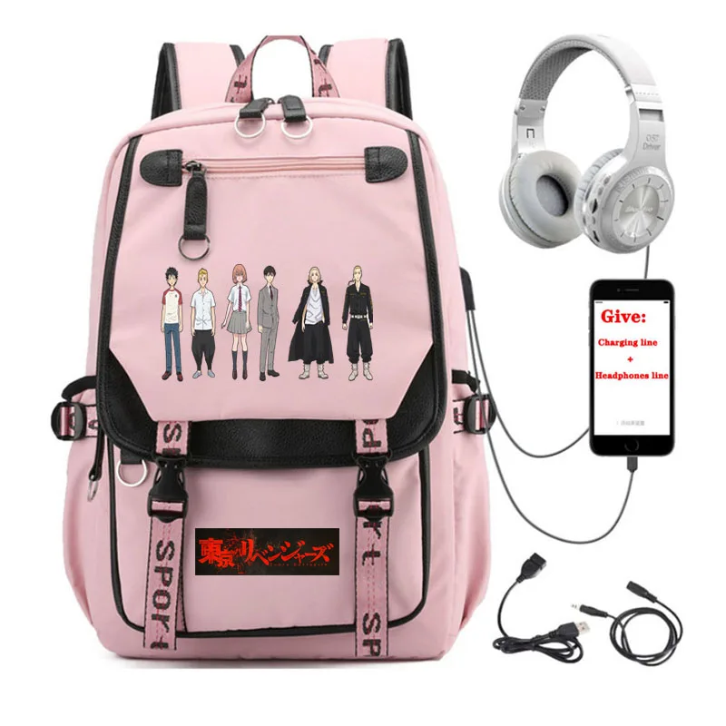 anime Tokyo Revengers backpack Women men Travel Backpack student School book Bag USB Charging teenagers Laptop packsack