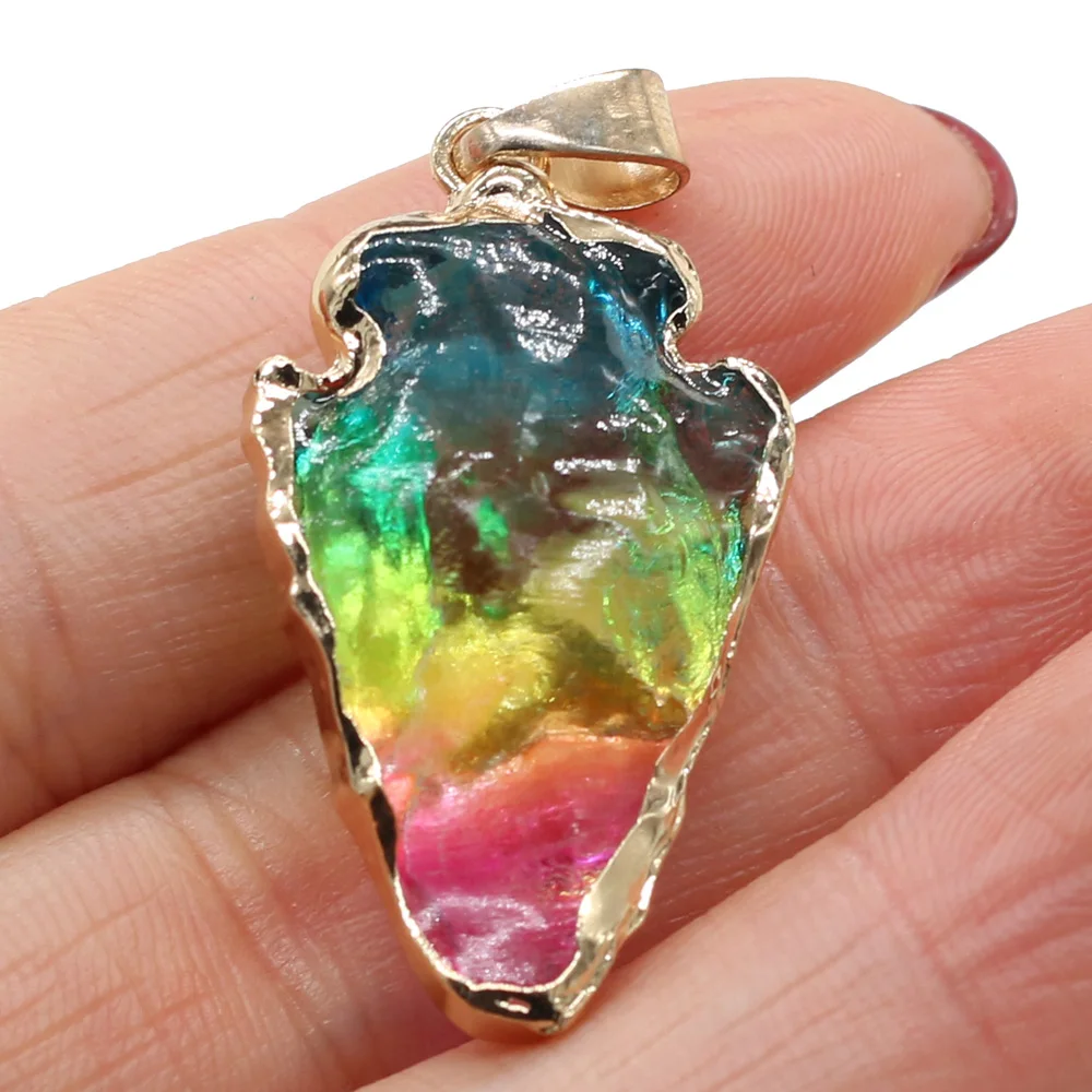 Natural Crystal Triangle Pendant Rainbow Colors Transparent Charms for Jewelry Making DIY Necklace Bracelet Earring Accessories