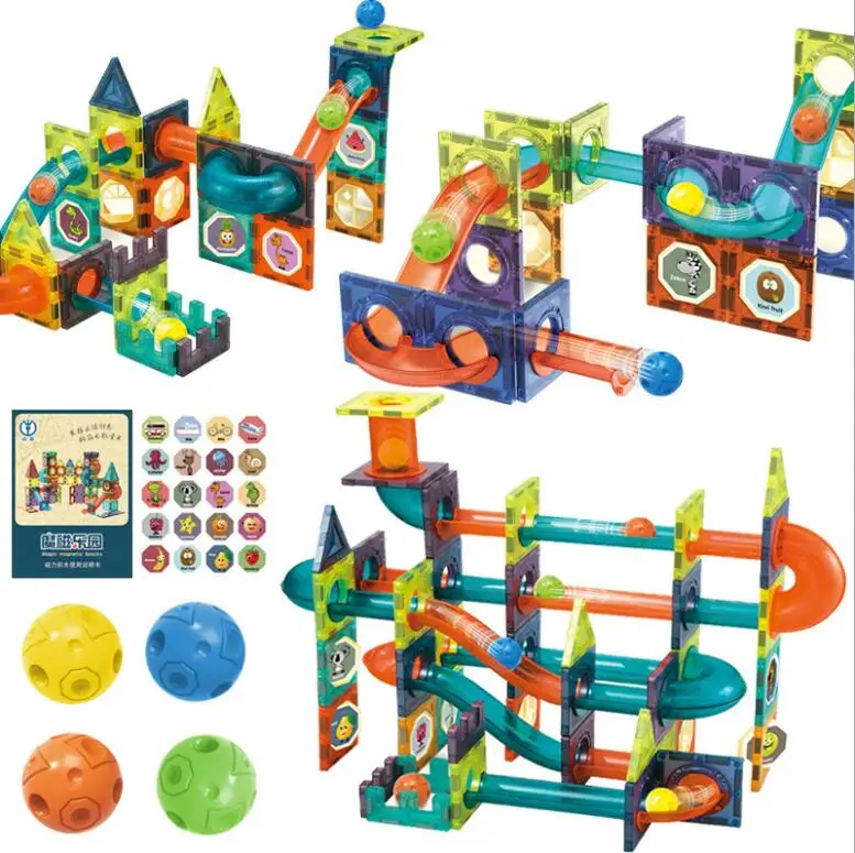 Magnes Maze Ball Track zestaw Magnetic Designer Construction Model i zabawki do budowania bloki magnetyczne zabawki edukacyjne dla dzieci