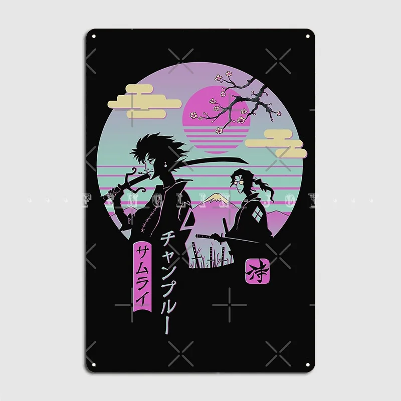 

Samurai Chillhop Poster Metal Plaque Club Kitchen Create Plaques Tin Sign Poster