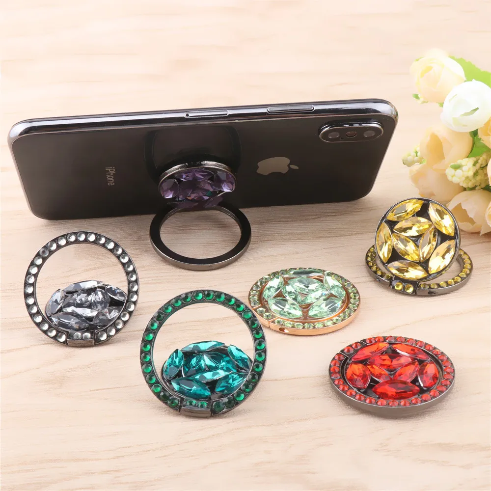 Universal Luxury Bling Diamond  Phone Holder Foldable Portable Lazy Bracket Smartphone Finger Ring Stand Cartoon For iPhone11 XS