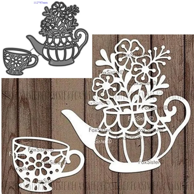 Metal Cutting Dies Cut Mold Flower tea cup Decoration Scrapbook Paper Craft Knife Mould Blade Punch Stencils