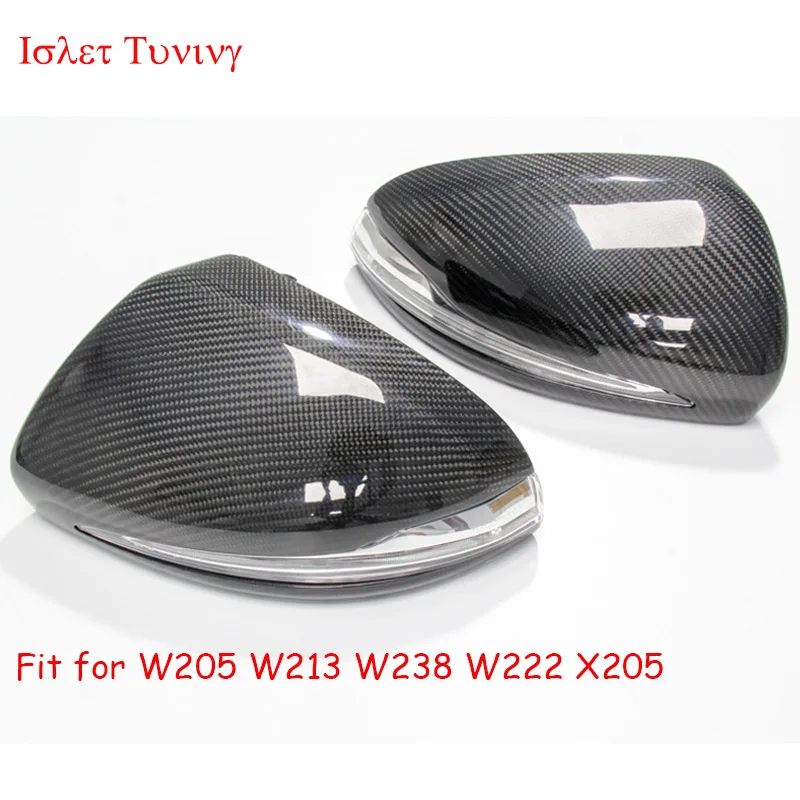 LHD & RHD W205 W213 Side Door Rearview Caps for Mercedes-benz C E S GLC Class W238 W222 X205 Carbon Fiber Mirror Cover 2014+