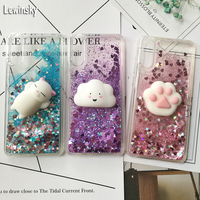 3D Squishy Cat Case For Huawei Nova 7 7SE 6SE 6 5 5i Pro 4E P40 P30 P20 Mate 30 20 Lite Pro Luxury Glitter Quicksand Cover Coque