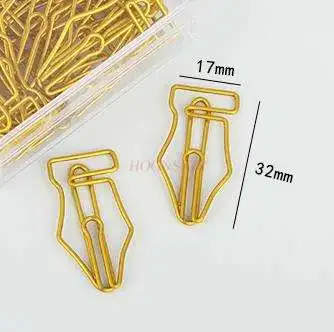 10pcs Gold fountain pen paper clip paper clip cartoon shaped paper clip paper clip Korean pin