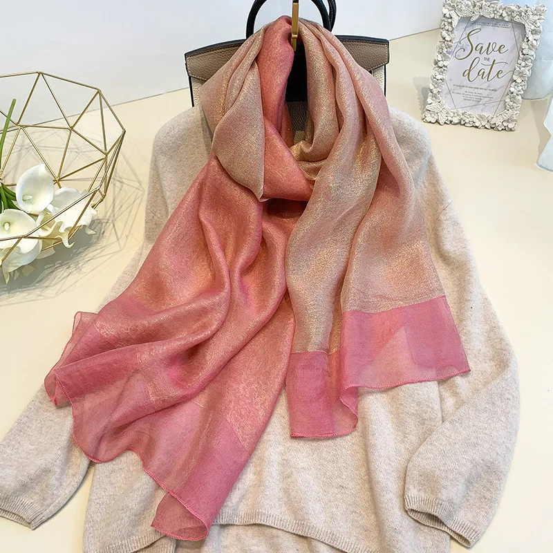 Silk Scarf Women Soft Long Autumn Winter Scarves Fashion 2024 Solid Shawls And Wraps High Quality Foulard Pashmina Hijab Bandana