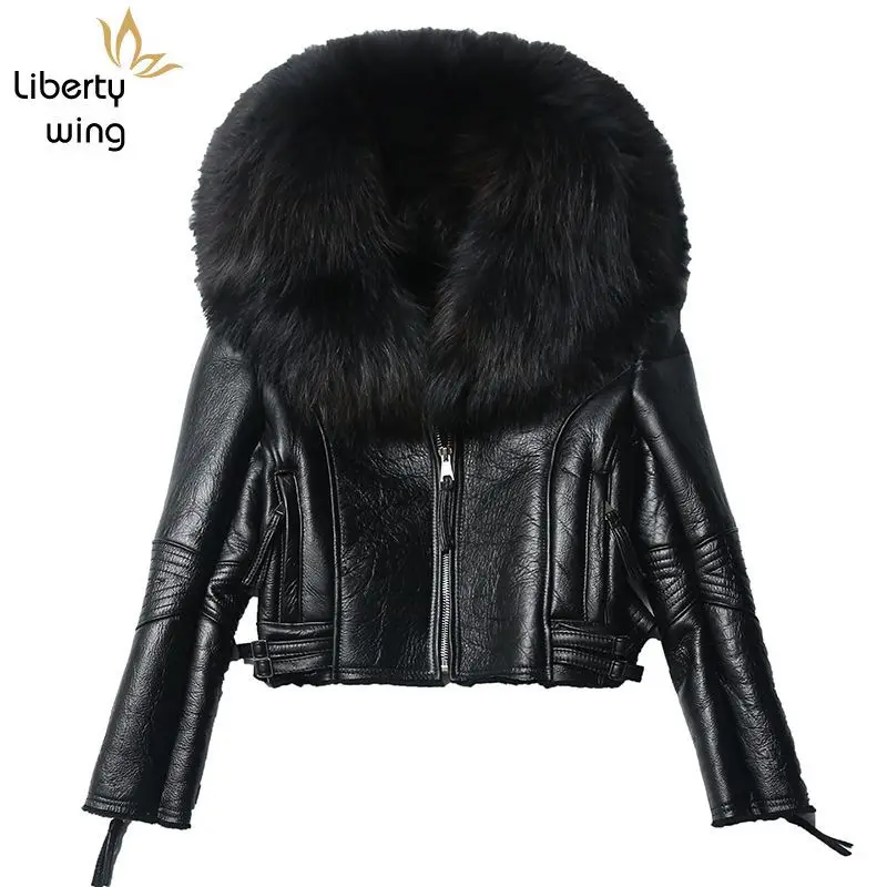 ผู้หญิง Sheepskin Lady Real Raccoon ขนสัตว์ใหม่แฟชั่นหญิง Outwear สั้น Casual Zipper PLUS ขนาดเสื้อ