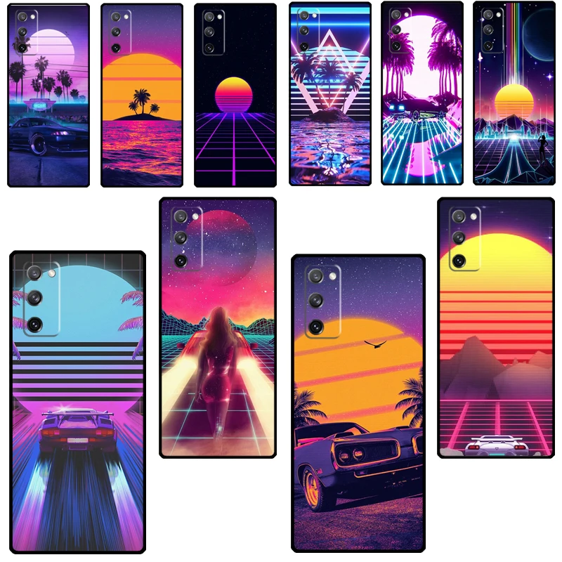 Vaporwave 80's Retro Neon Synthwave Phone Case For Samsung Galaxy S21 S20 Ultra Note 20 Note 10 S8 S9 S10 Plus S20 FE Coque