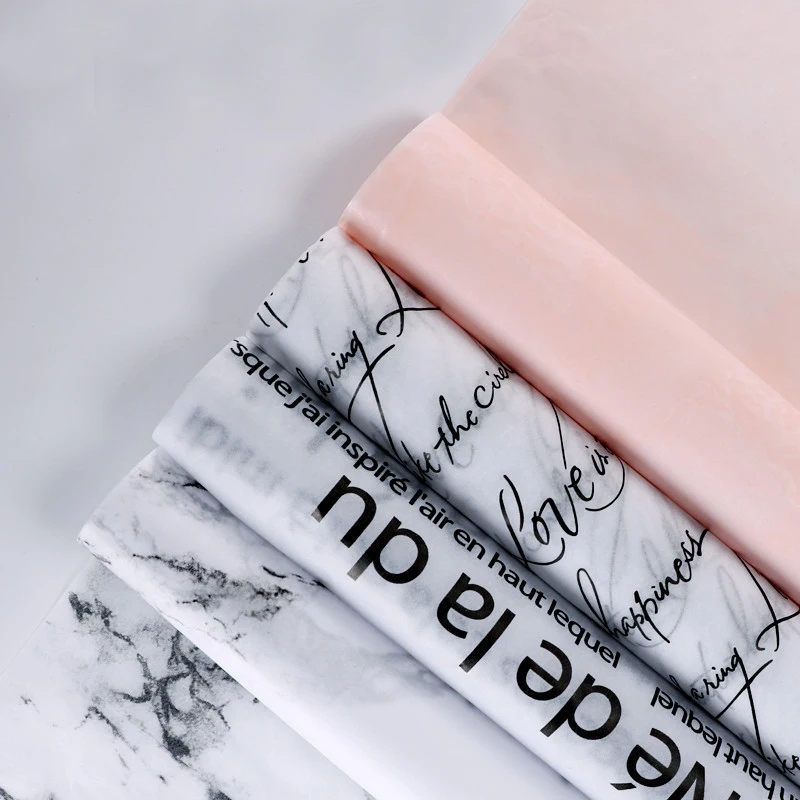 Marble / Letter Flower Wrapping Tissue Paper Material 28 sheets Shoes Gift Packing Craft Paper 50*70cm DIY Bouquet Supplies