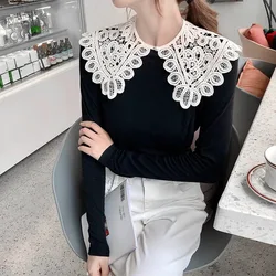 Flor Vintage Lace False Collar feminino, Colarinho de camisa, Decoração de roupas, Acessórios de vestuário, Elegante, Promoção Vendas