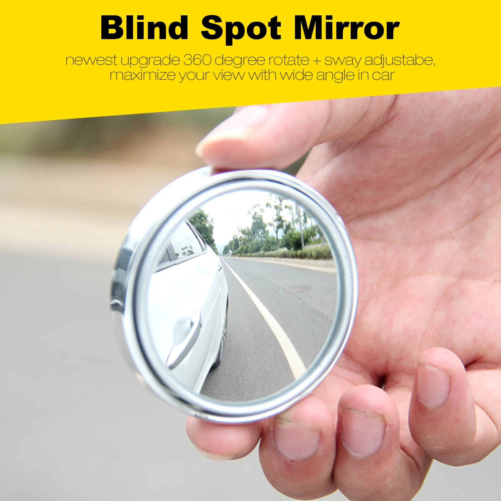 2pcs Car 360 Degree Framless Blind Spot Mirror Wide Angle Round Convex Mirror Small Round Side Blindspot Rearview Parking Mirror