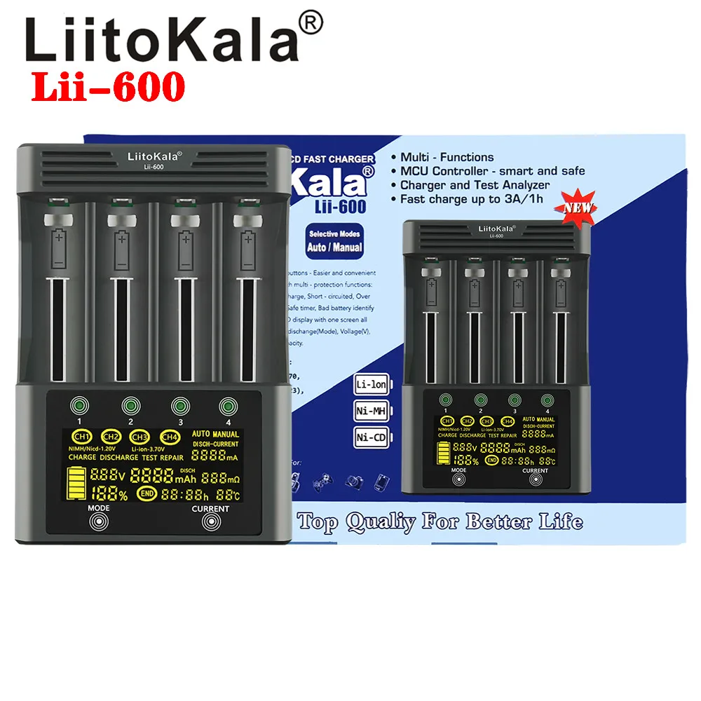 LiitoKala-Carregador de Bateria de Lítio NiMH, Lii-PD2, Lii-PD4, Lii-S8, Lii-500, Lii-600, Lii-PL2, 18650, 26650, 21700, AA, AAA, 3.7V