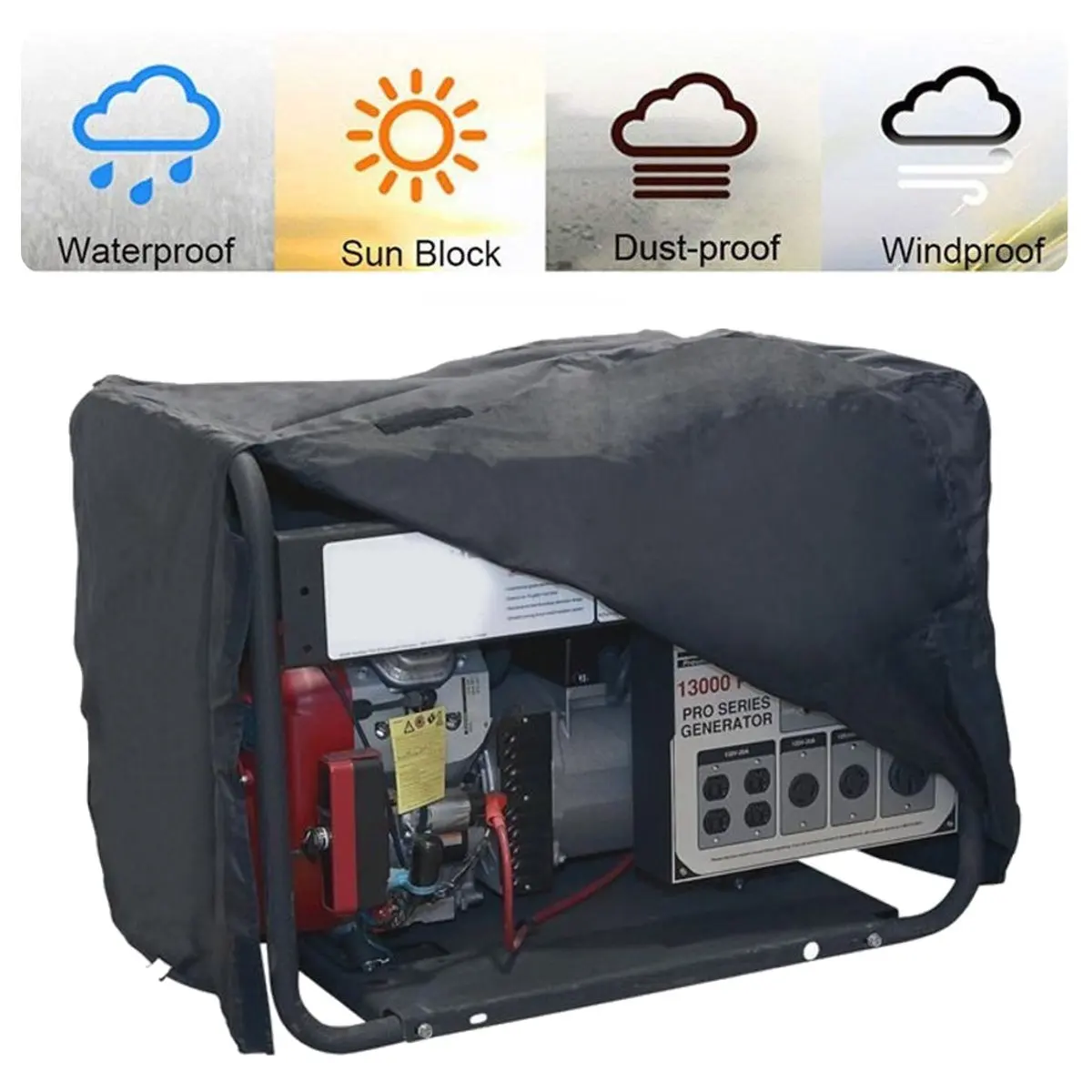 3 size Black Generator Cover Windproof Protective Cover Canopy Shelter Waterproof Oxford Cloth All-Purpose Covers Protection