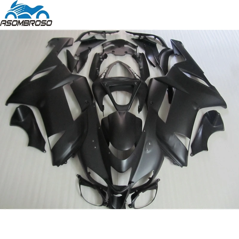 

Custom Painting Motorcycle parts for Kawasaki Ninja ZX6R fairing kit 2007 2008 matte black racing fairing set zx6r 08 08 GF23