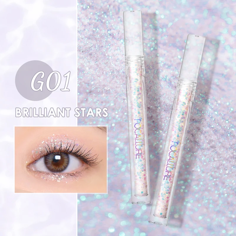 FOCALLURE Liquid Eyeshadow Glitter For Eyes Cosmetics Eyeliner with Sparkles Shiny Shadows Professional Makeup