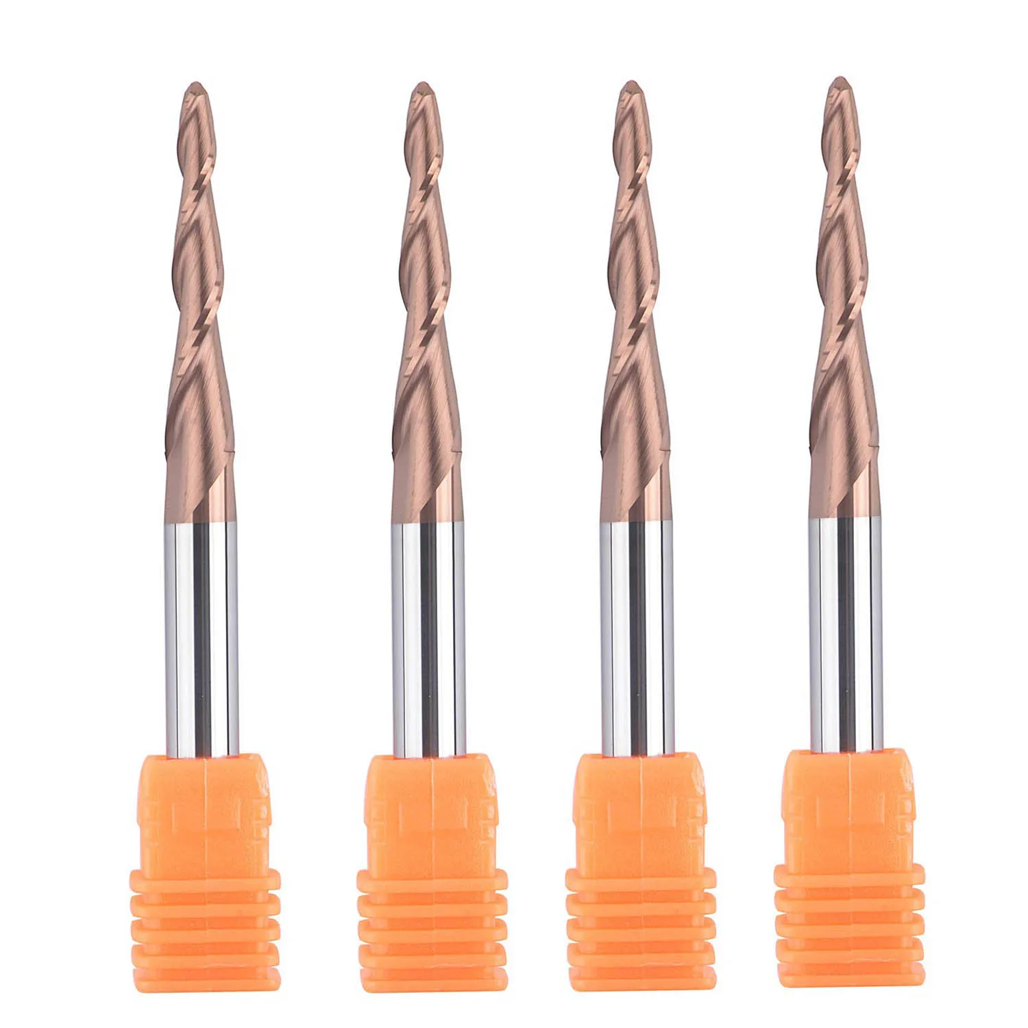 Carbide Spiral Tapered Ball Nose End Mill 6mm Shank 2 Flutes Router Bit Woodworking CNC 2D 3D Carving Bits Wood Milling Cutter