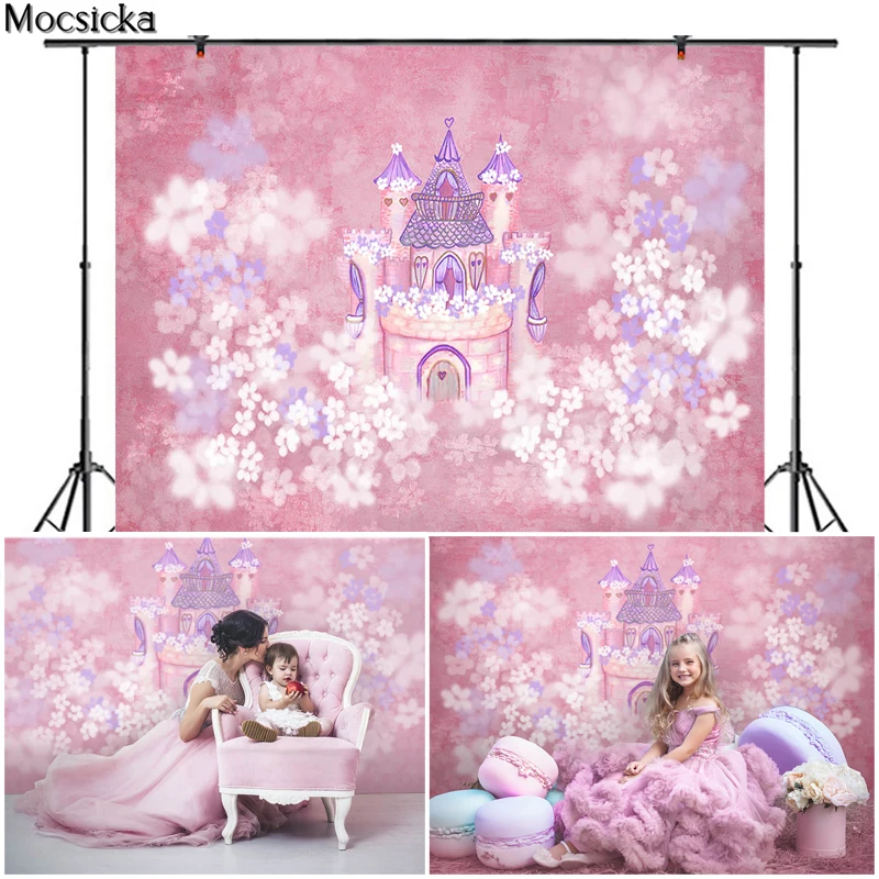 

Mocsicka Flower Castle Photography Background Pink Backdrops Newborn Baby Child Pregnant Woman Portrait Photo Decoration Props