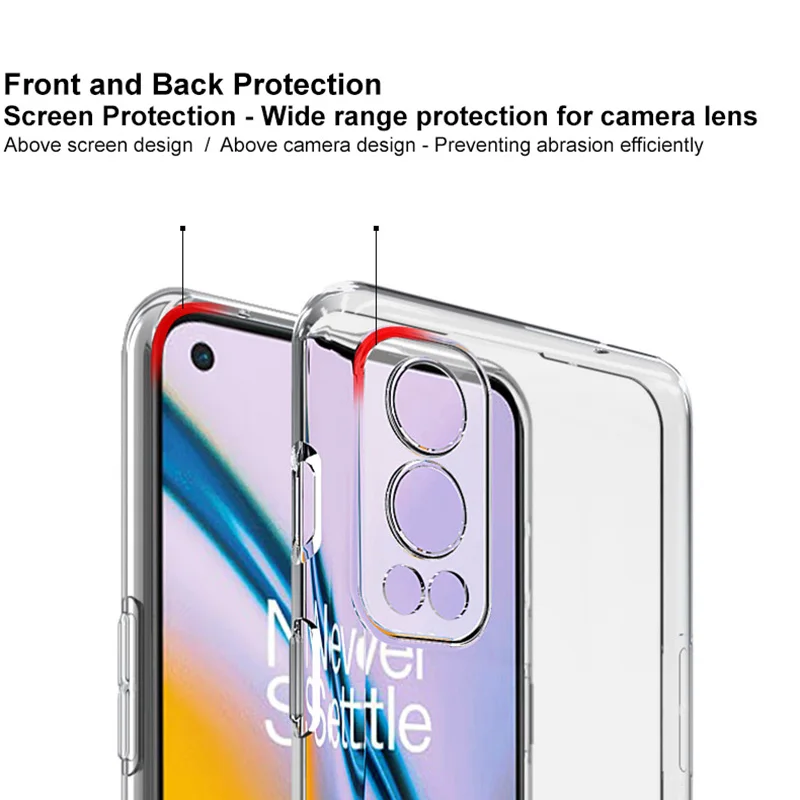 Funda de teléfono transparente de alta calidad para Oneplus Nord 2 5G, cubierta trasera protectora de lente transparente de TPU suave para hombre,