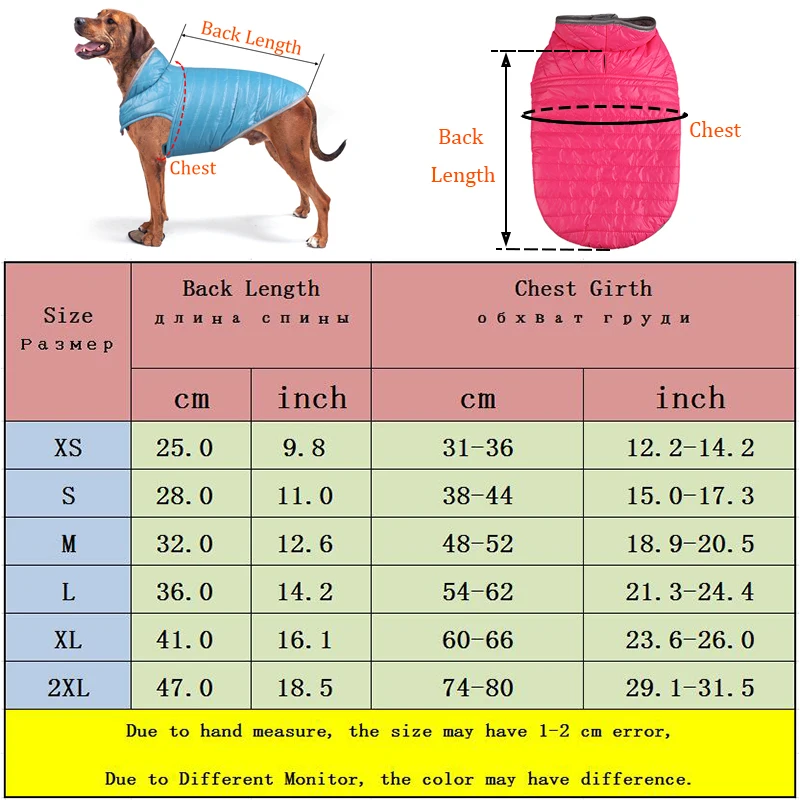 Winter New Pet Dog Clothes Contrast Color on Both Sides Wear Reflective Waterproof Puppy Jacket  Dogs Vest Dogs Products